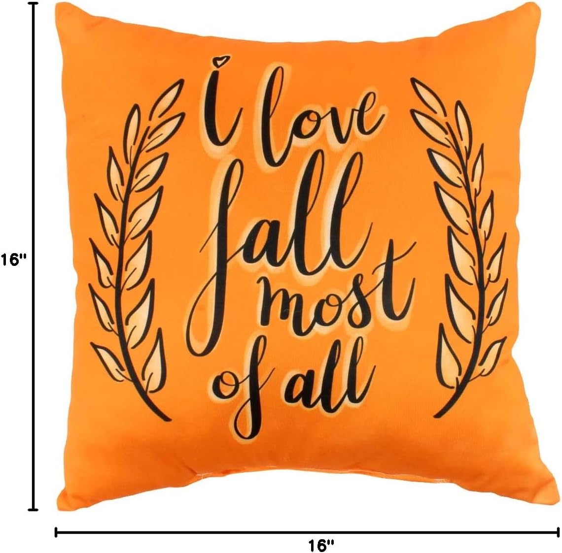 College Covers I Love Fall Pillow, 16" X 16", Orange