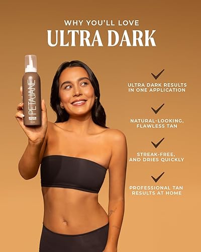 Miniatura 10 de Mousse de bronceado oscuro de 7 onzas, fabricada en los Estados Unidos, sin rayas, ligera, antiadherente, de rápida absorción, vegano, bronceador