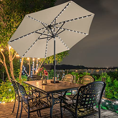 Eliteshade Usa 10-Year-Non-Fading Sunumbrella Solar 9Ft Market Umbrella With 80 Led Lights Patio Umbrellas Outdoor Table Umbrella With Ventilation, Antique Beige #TOP1