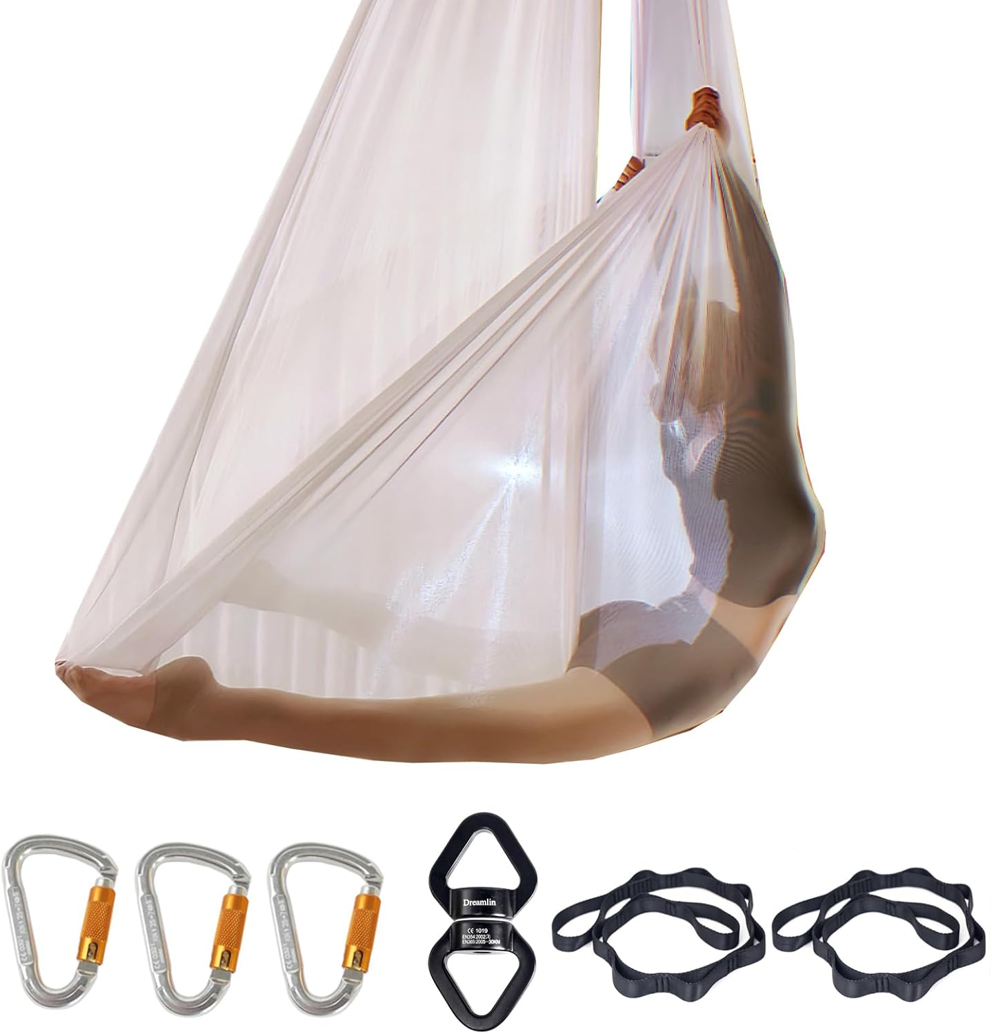 Transparent Aerial Yoga Hammock Set with Low Elasticity Aerial Silks Set Yoga Swings Included Accessories