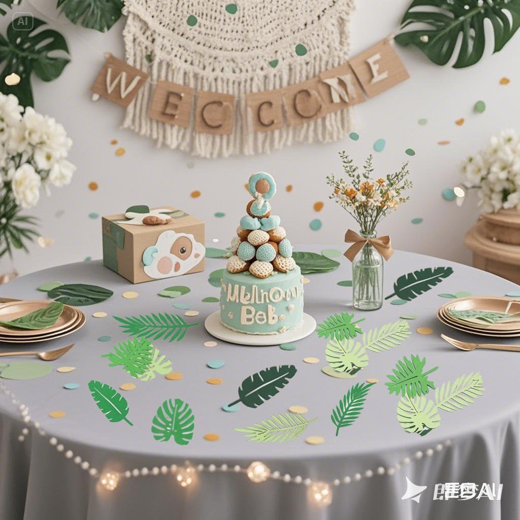 100pcs Palm Leaves Table Confetti Tropical Green Leaf Confetii