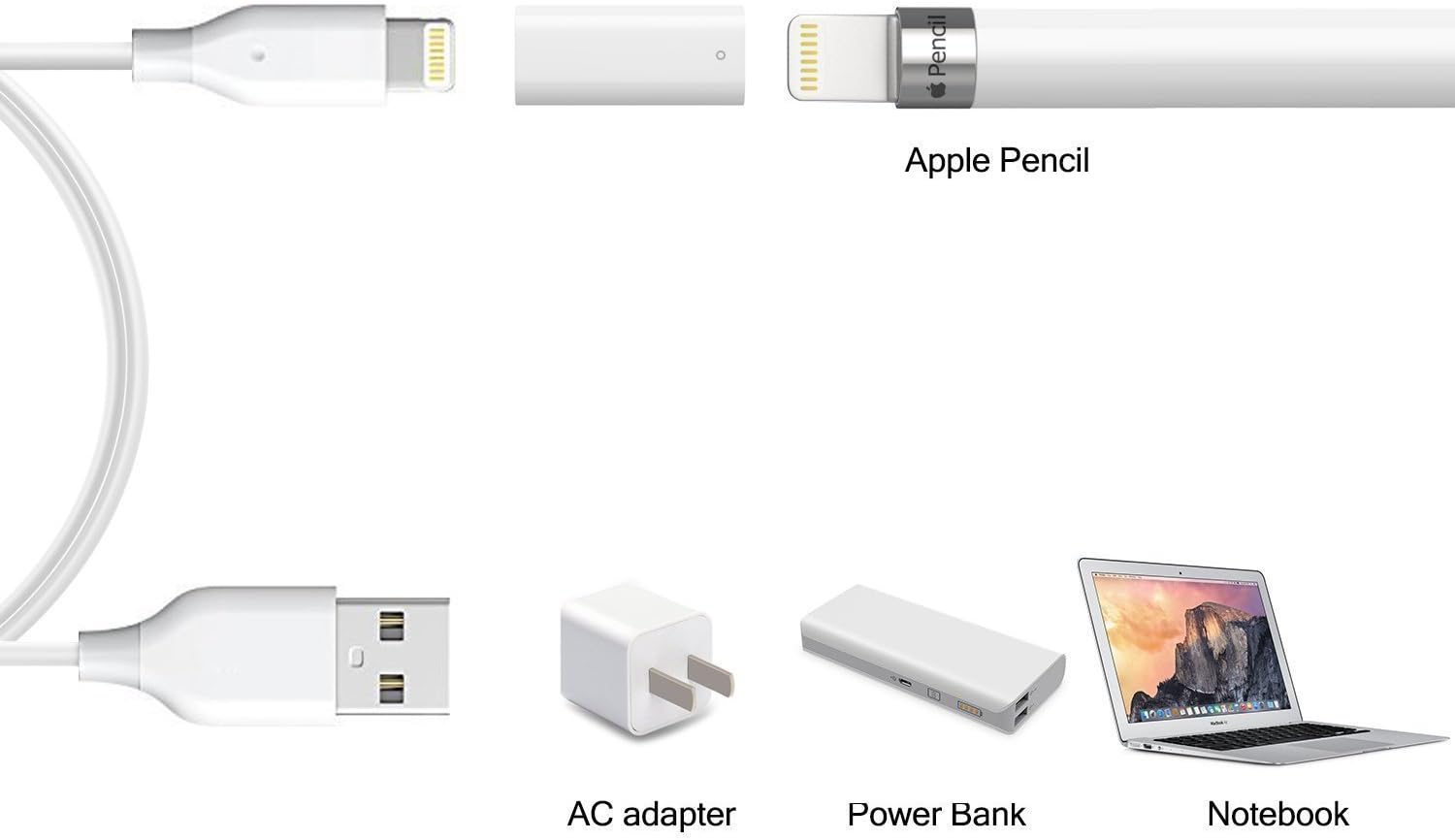 iafer Charging Adapter Compatible with Apple Pencil, Light-ning Cable Converter for iPad Pro Pen, Female to Female iPencil Charger Connector (2 Pack): Computers & Accessories