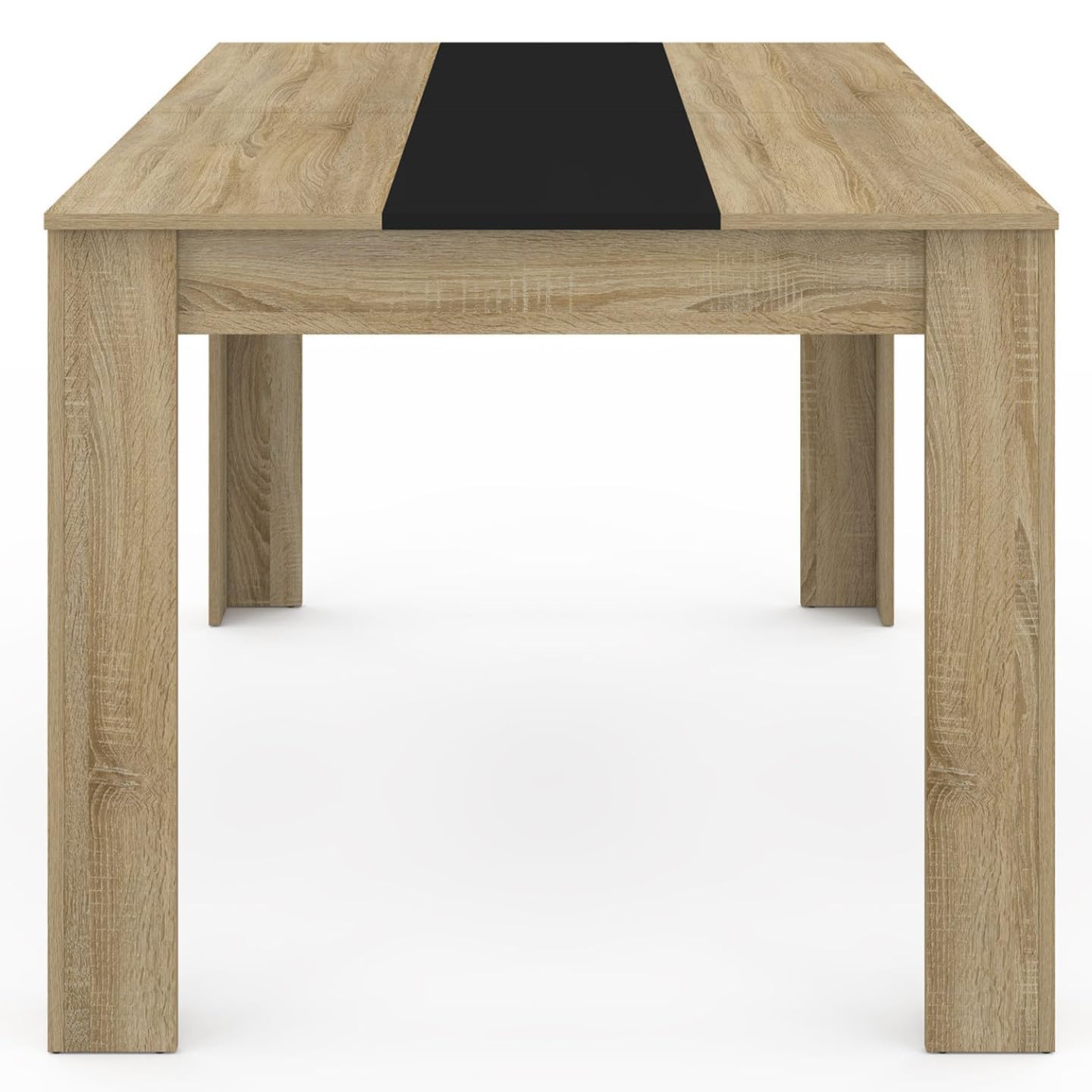 IDMarket - Tavolo da pranzo rettangolare GEORGIA a 6 posti in simil-faggio e nero 140 x 80 cm