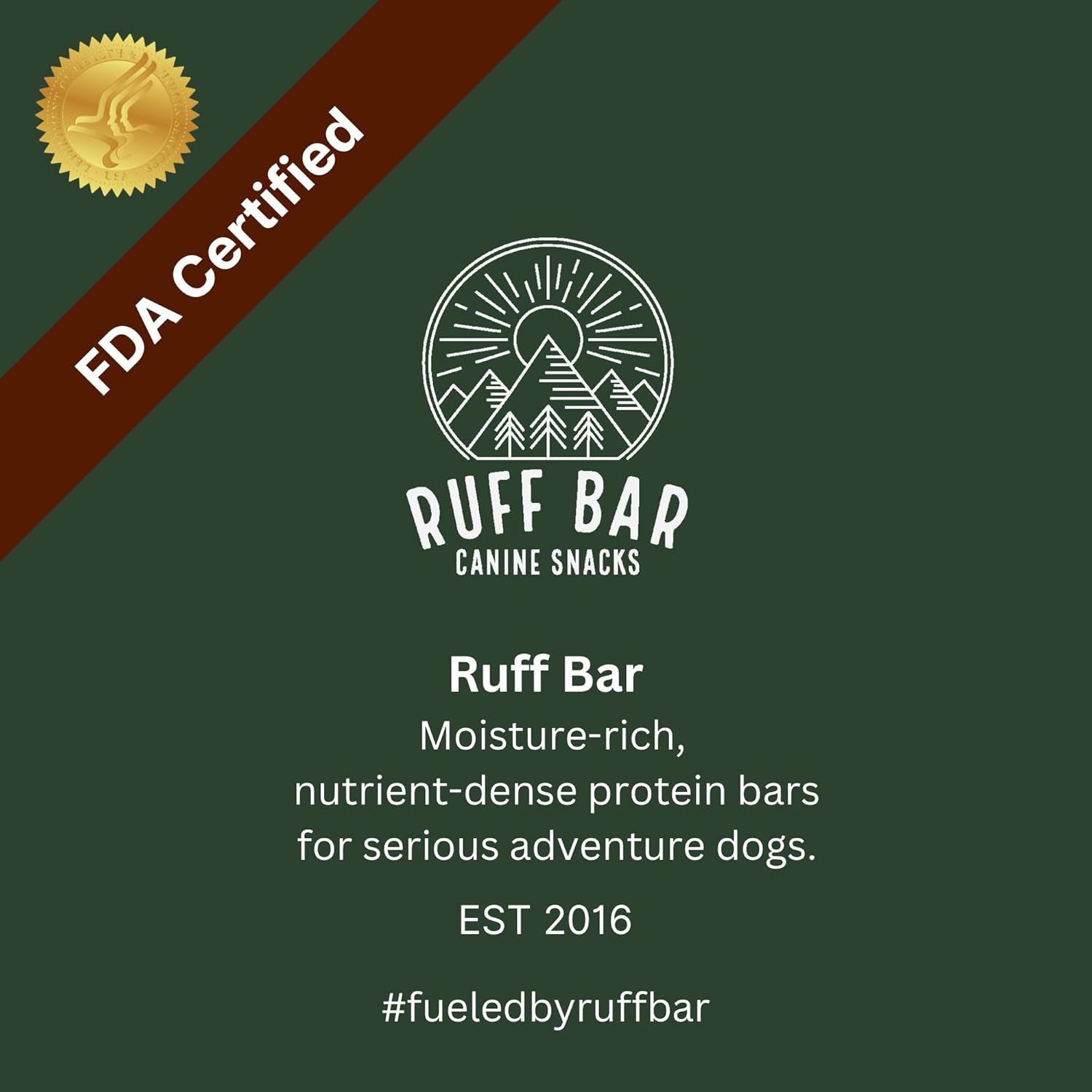 RUFF BAR Pork Dog Treat - Real Meat Snack Bars - Natural, Grass Fed, Hormone & Antibiotic Free Snack Bars for Active and Adventure Dogs - with Dates, Chia Seeds, Carrots & Celery - 1.5oz - 5 Packs