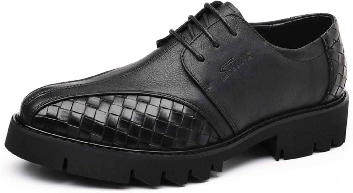 Men's Woven - Detail Leather Dress Shoes, Stylish Formal Footwear - Fashionable for Business Meetings, Evening Events & Daily Commutes