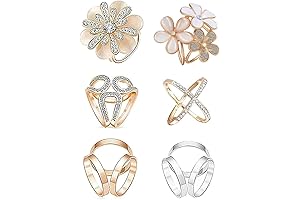 6pc Flover Faux Pearl Crystal Rhinestone Scarf Ring Buckle Clip