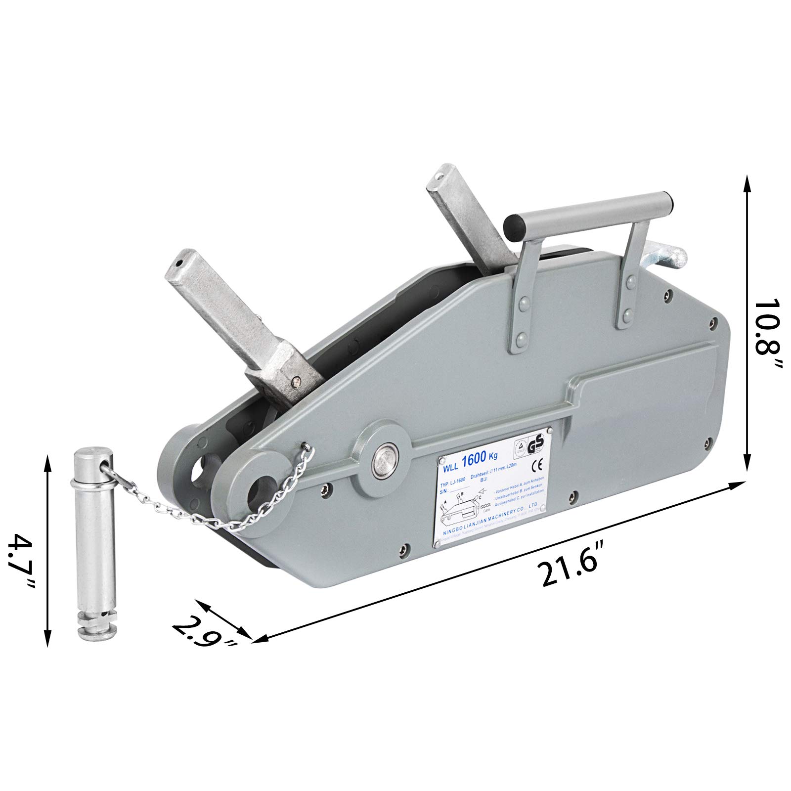 Paranco A Leva Manuale VEVOR - Capacit&agrave; 0.75 Tonnellate, Altezza 1.4m, In Acciaio Al Carbonio