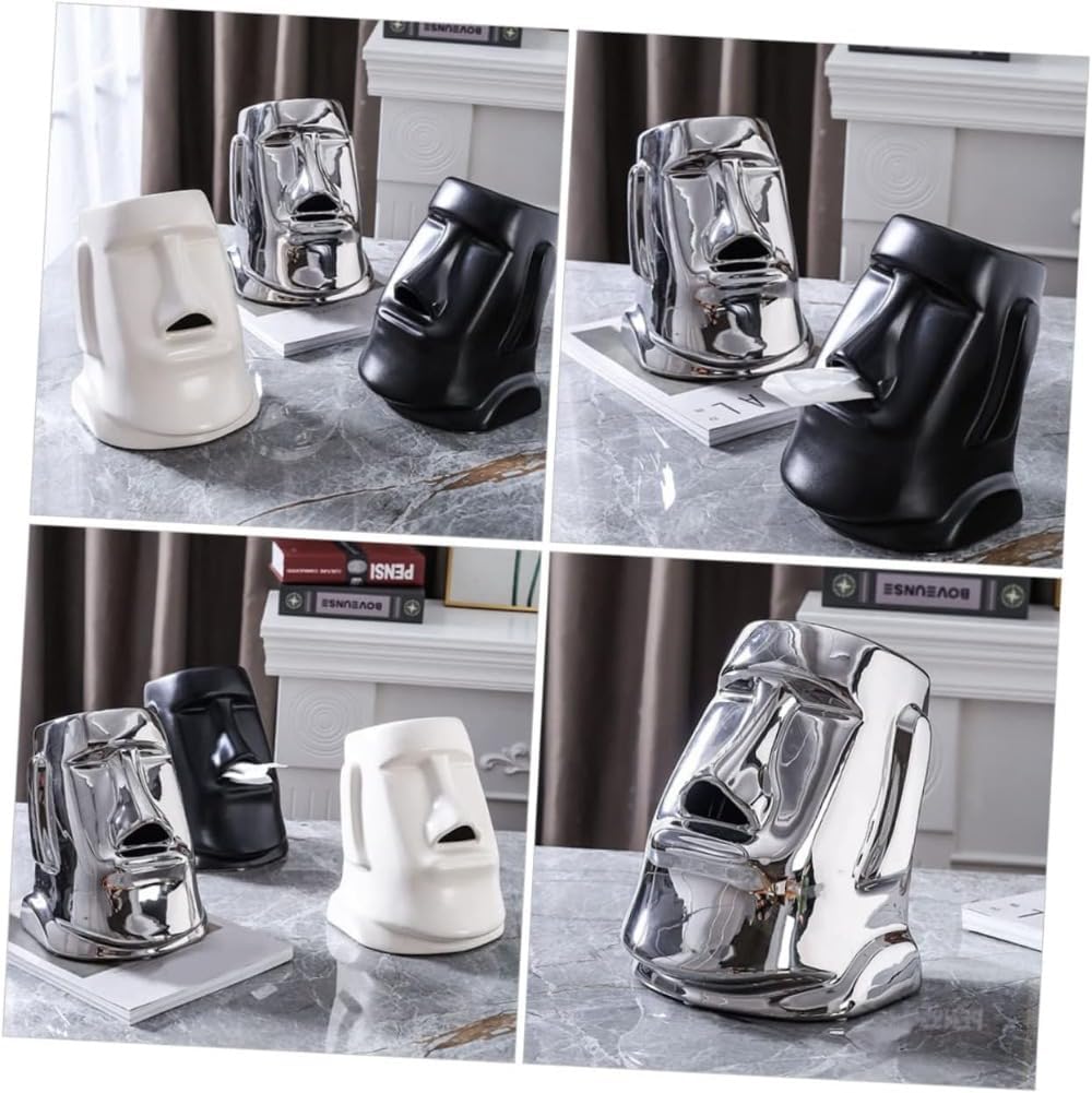 似顔絵ティッシュボックス フェイシャルペーパーホルダー セラミック組織ホルダー セラミックナプキンボックス セラミックモアイティッシ