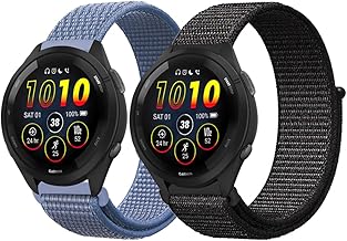 Niboow 22mm Strap for Garmin Forerunner 265/Forerunner 255/Forerunner 255 Music, Nylon Wristbands Replacement for Garmin Vivoactive 4/Venu 2/Amazfit GTR 4/Xiaomi S1 Active-Black+Blue