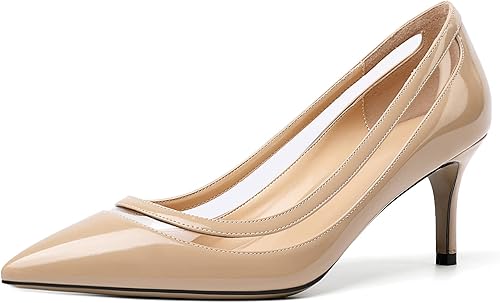 YODEKS Zapatos de tacón bajo para mujer con punta puntiaguda, tacón de gatito, zapatos de trabajo de oficina para novia, noche, baile de graduación