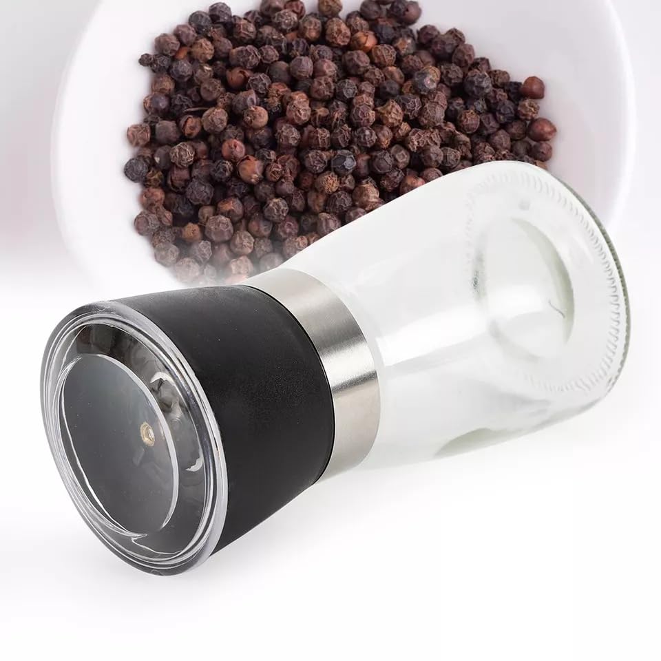 Set di 6 macina sale e pepe in acciaio inox, 180 ml, macinino regolabile in ceramica, per sale marino, pepe nero, spezie
