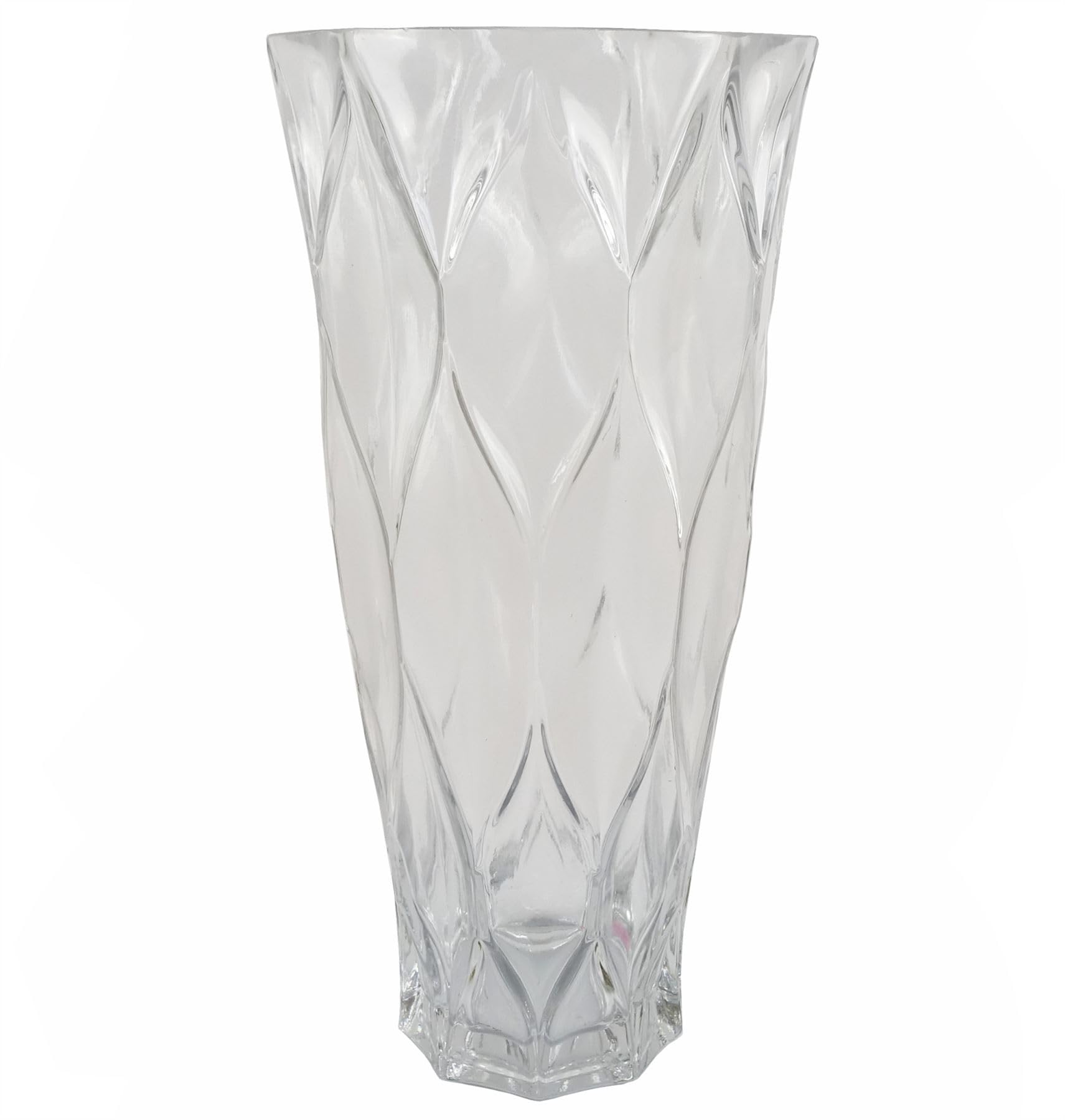 Designer Glass Vases, 35cm Ridged Clear
