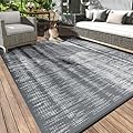 MontVoo Outdoor Rug Waterproof 6x9 ft Outdoor Carpet Patio Rug Mat Reversible RV Camping Rug Plastic Straw Outside Rug for Balcony Porch Deck Picnic Beach-Boho Outdoor Area Rug fot Patio Decor Grey