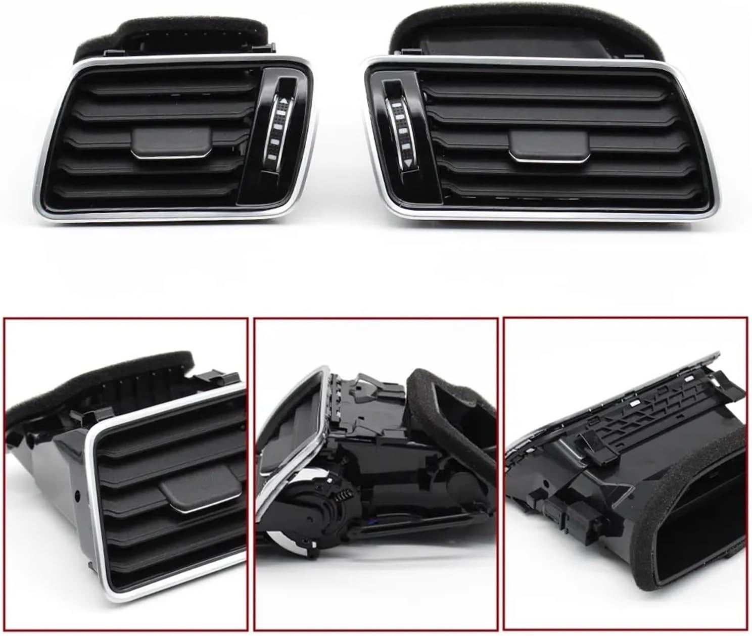 Car Front Dashboard Air Conditioning AC Vent Outlet Assembly Compatible For VW Passat B6 B7 CC R36 3AD819728 3AD819702 3AD819701(LHD 3pcs Set-Matte)