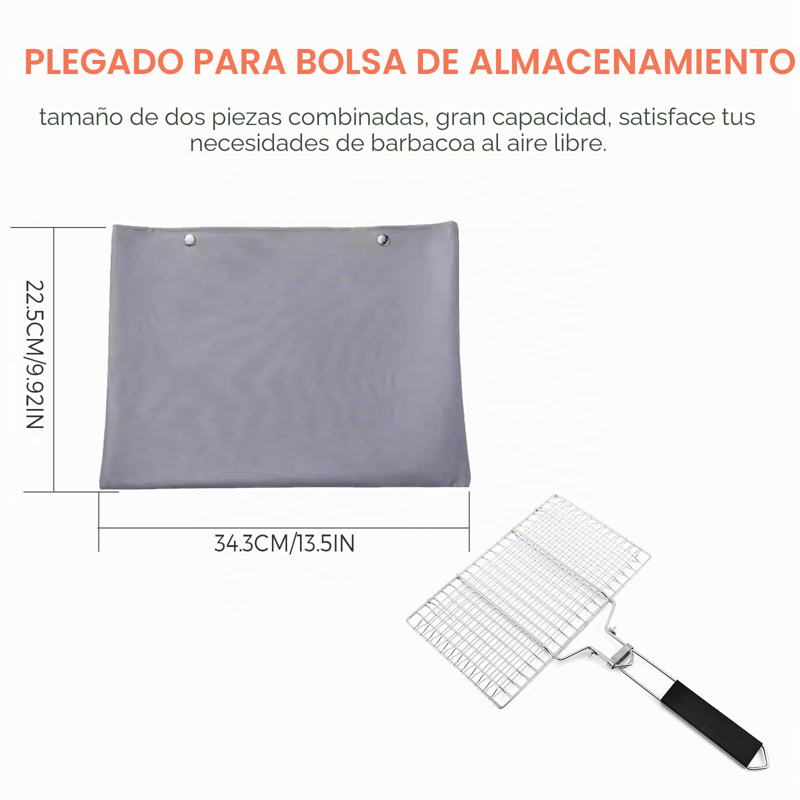 2 cestas portátiles para barbacoa, cesta plegable para pescado, cesta de red plegable de acero inoxidable con asa de madera extraíble para pescado asado, brochetas, verduras, filetes y camarones