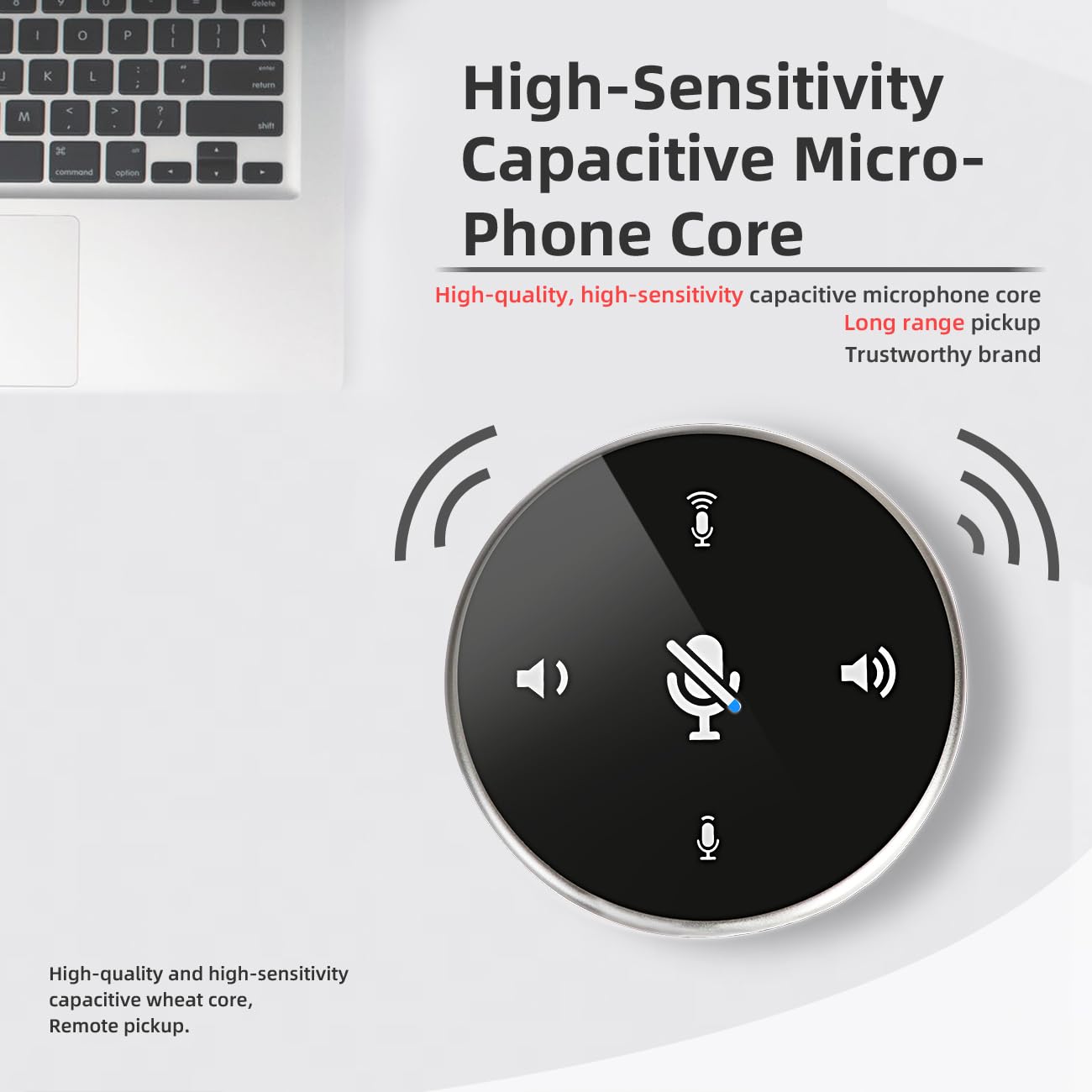 Depusheng Altavoz USB Q5 Altavoz de Conferencia Negro y Gris con luz indicadora, Interruptor/Volumen/Botones de grabación Idea para Oficina en casa Captura de Voz de 360º