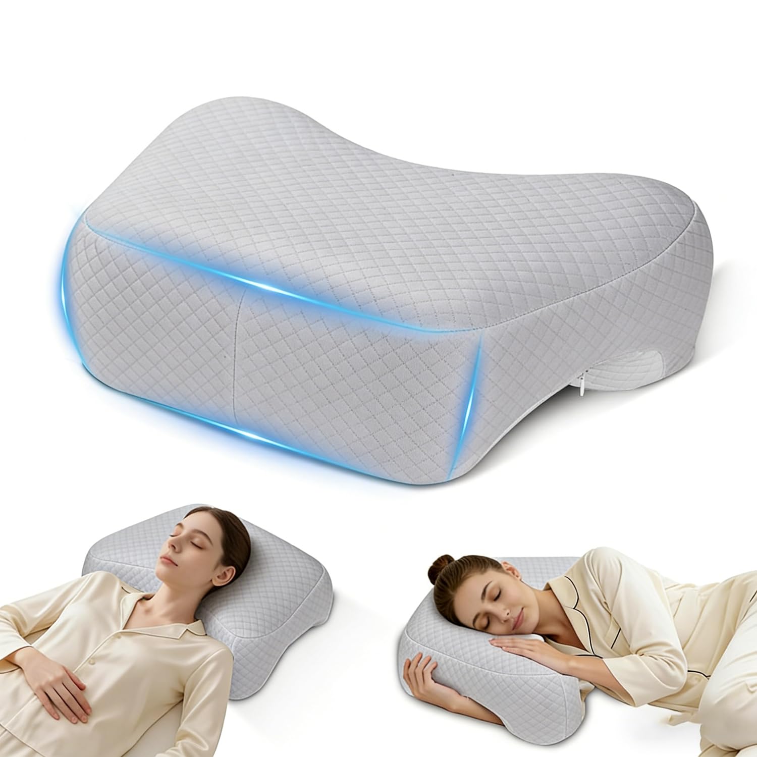 Poduszka do spania na boku, ergonomiczna ortopedyczna poduszka pod głowę, pianka z pamięcią kształtu, pod karkiem i ramionami, wielokątna poduszka pod kark, do wielu pozycji spania