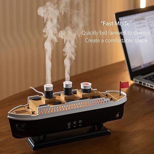 Miniatura 2 de Humidificador único para dormitorio, barco de vapor de medusas, barco de vapor con anillo de humo de medusas, difusor de aceite esencial de aroma