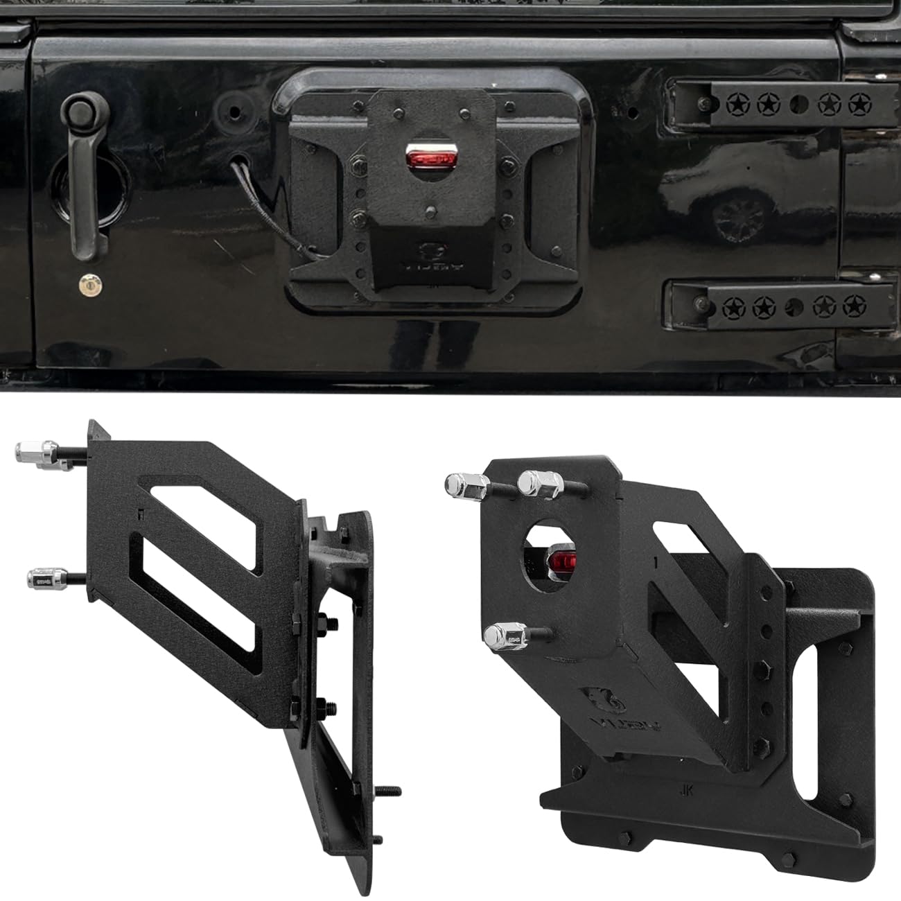 Vijay Adjustable Spare Tire Lift Compatible with 2007-2018 Wrangler JK/JKU Heavy Duty Spare Tire Carrier up to 43 inches Spare Wheel Holder Rack Mount