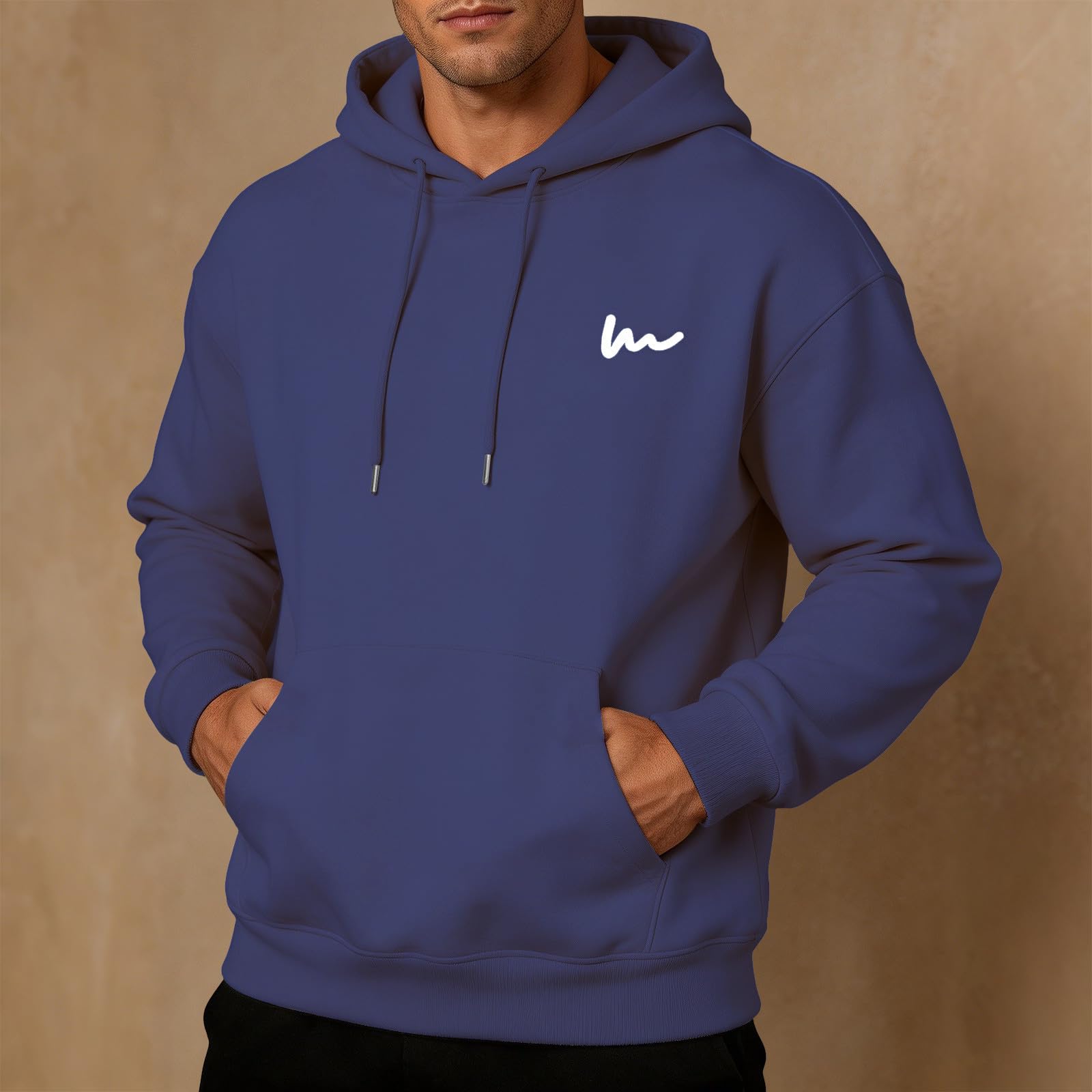 Felpa Uomo con Cappuccio Felpa Regular Fit con Coulisse e Manica Lunga