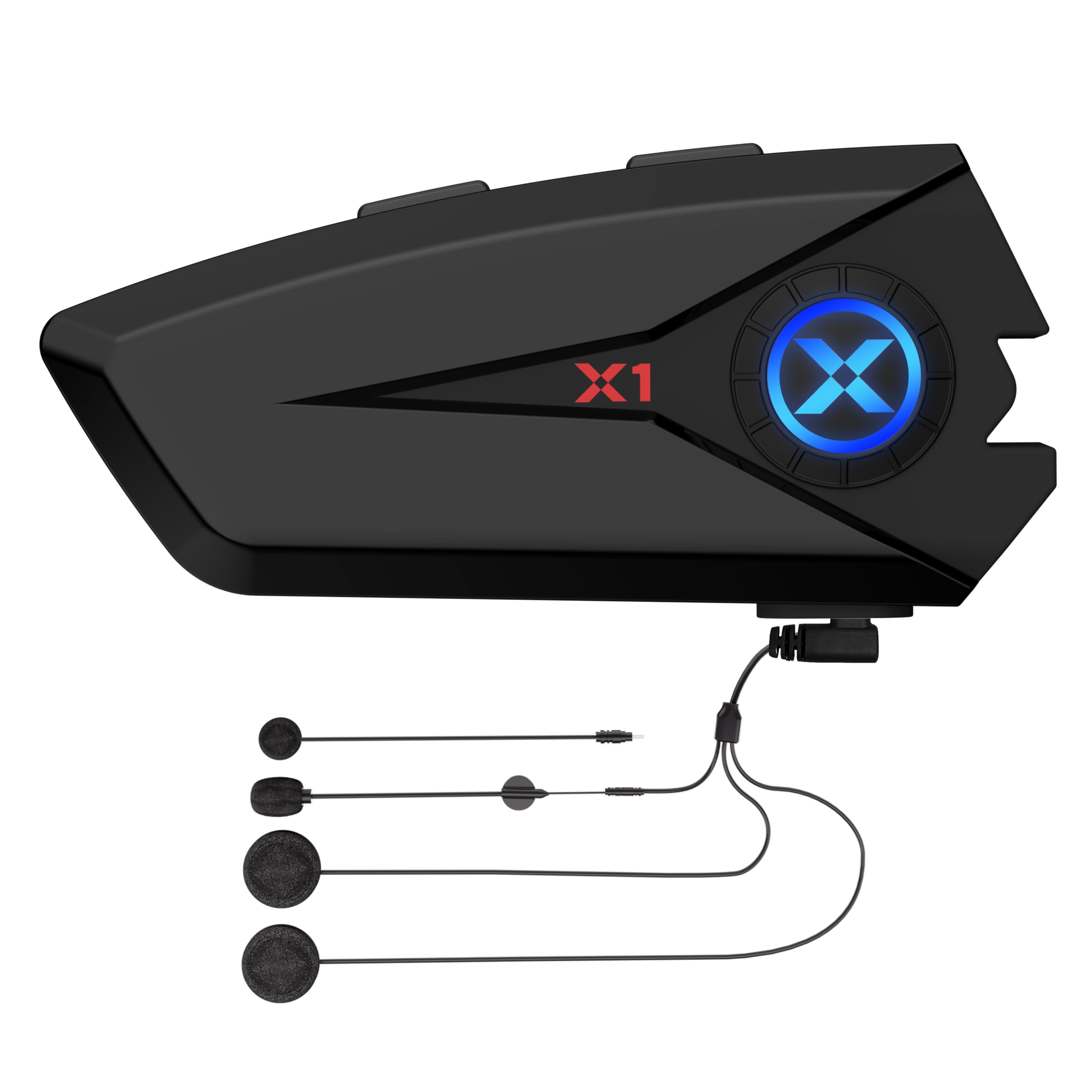 X1 Écouteurs Casque Moto avec Musique, 60 Heures D'autonomie, IP67 | Kit Main Libre Moto avec Assistant Vocal, Haut-parleurs de 40 mm, IP67 Étanche, Bluetooth casque pour Motocyclette/ ATV/ Vélo