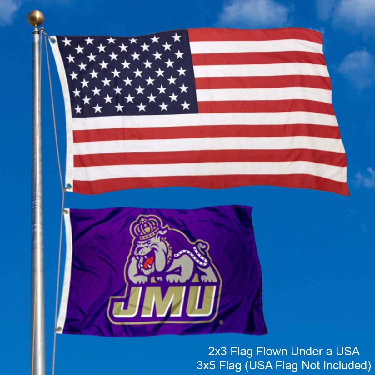 James Madison Dukes 2x3 Foot Flag - Officially Licensed College Flag With Grommets