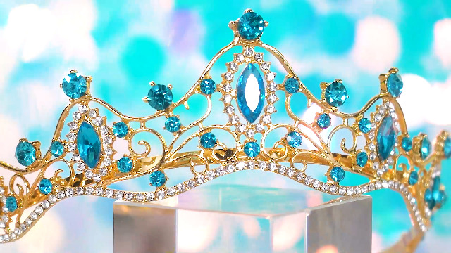 bridal headpiece, ocean blue crystal, princess tiara, gold tiara, fairy crown Blue Mermaid Crystal Tiara, Pearl Ocean Fantasy Crown, Fairy  main image 4