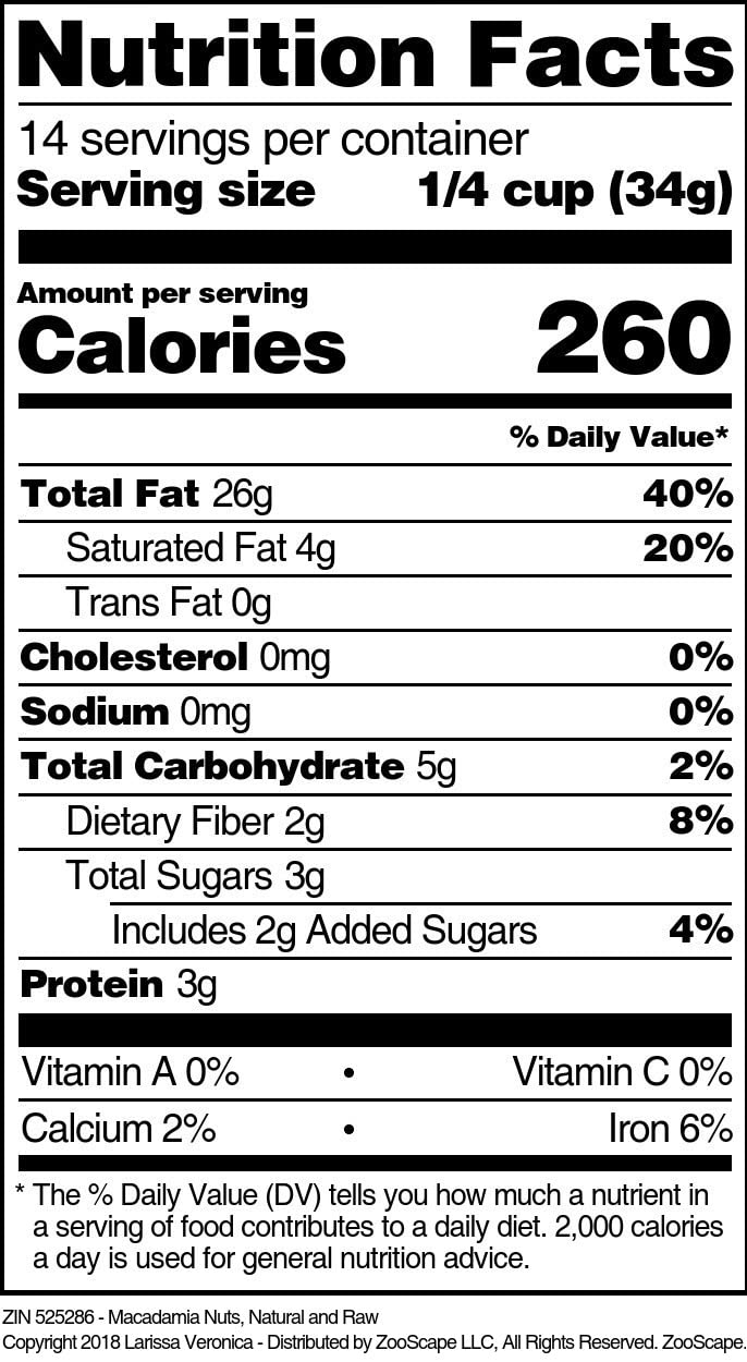 Macadamia Nuts, Natural and Raw (16 oz, ZIN: 525286)