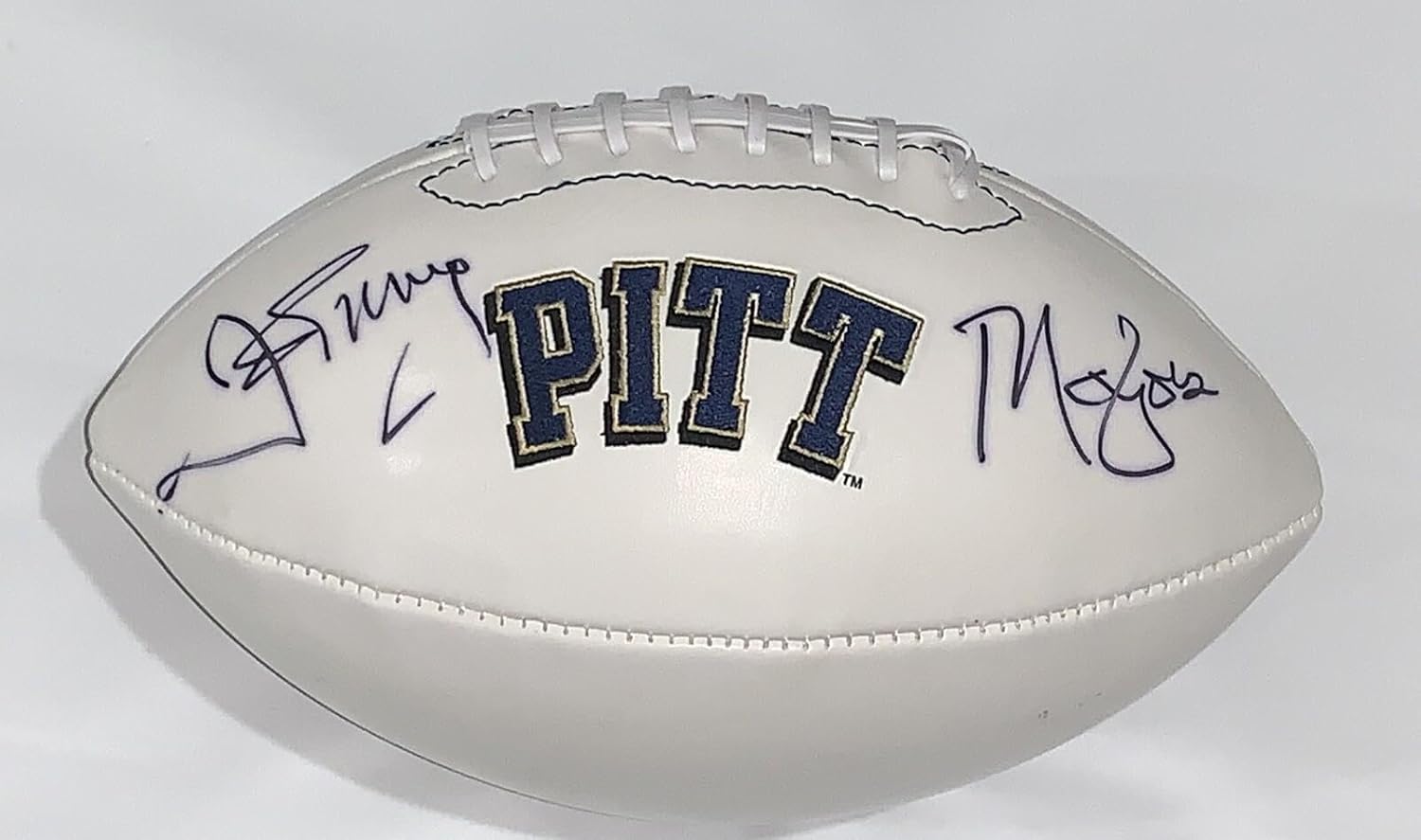 Johnny Majors Signed Pitt Panthers Logo Football 1976 National Champions Jsa Coa - Autographed College Footballs
