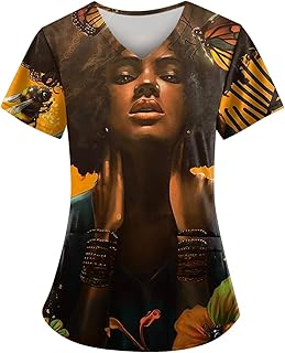 Print Scrub Tops Women Summer with Designs Scrubs for Women Office Plus Size Short Sleeve Fit Scrubs Womans
