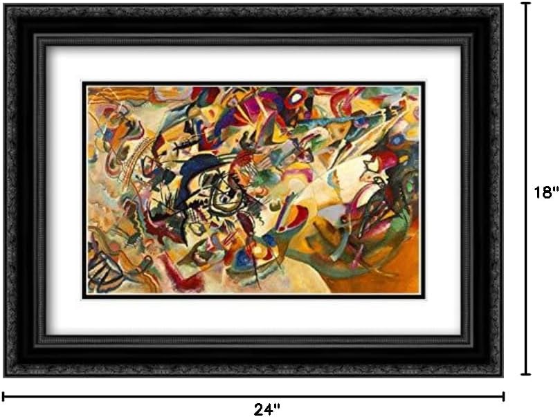 Composition Vii 24x18 Black Ornate Frame and Double Matted Museum Art Print by Wassily Kandinsky