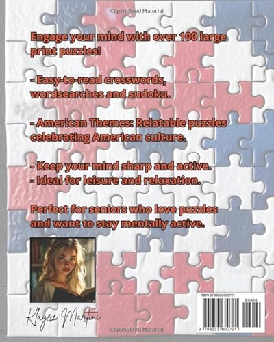Puzzle Book for Seniors Large Print: 100+ PUZZLES OF AMERICAN CULTURE CROSSWORDS WORDSEARCH SUDOKU