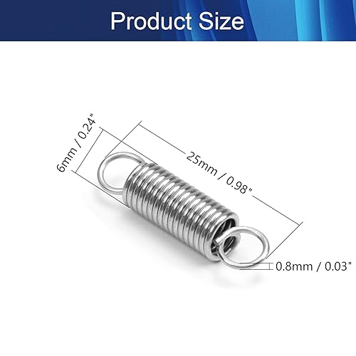 Miniatura 28 de 10 unidades de alambre de resorte de extensión pequeño de 0.02 pulgadas, diámetro exterior 0.2 pulgadas, longitud libre 0.98 pulgadas, resorte