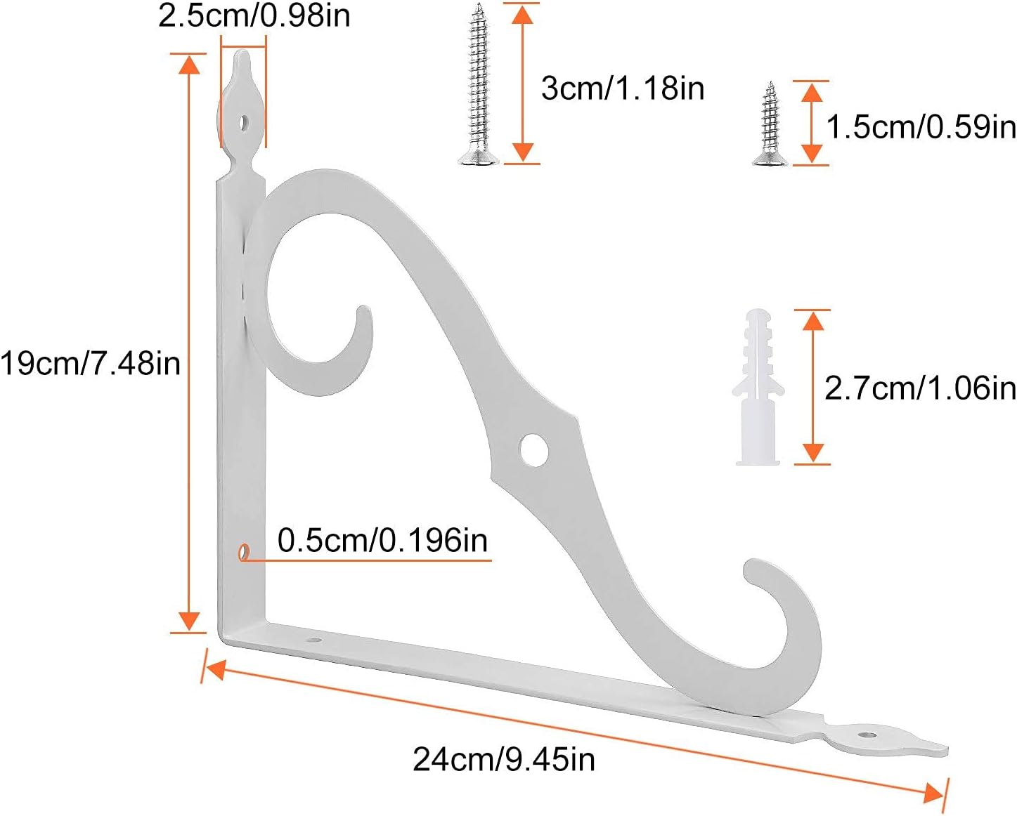 Acrux7 12 Pack Heavy Duty Decorative Shelf Brackets 9.4 X 7.5 inch with Screws White Metal Shelf Brackets - Shelf Support Angle Brackets for Shelves- L Brackets Heavy Duty Corner Brace Shelf Supporter