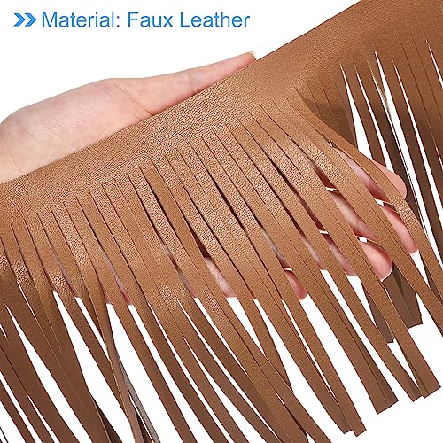 uxcell 1 Yard 12 Inch PU Faux Leather Fringe Trim Double Side Leather Sewing Tassel Fringe for DIY Sewing Dress Crafts Skirt Decoration, Brown by uxcell - Used condition - Image 4