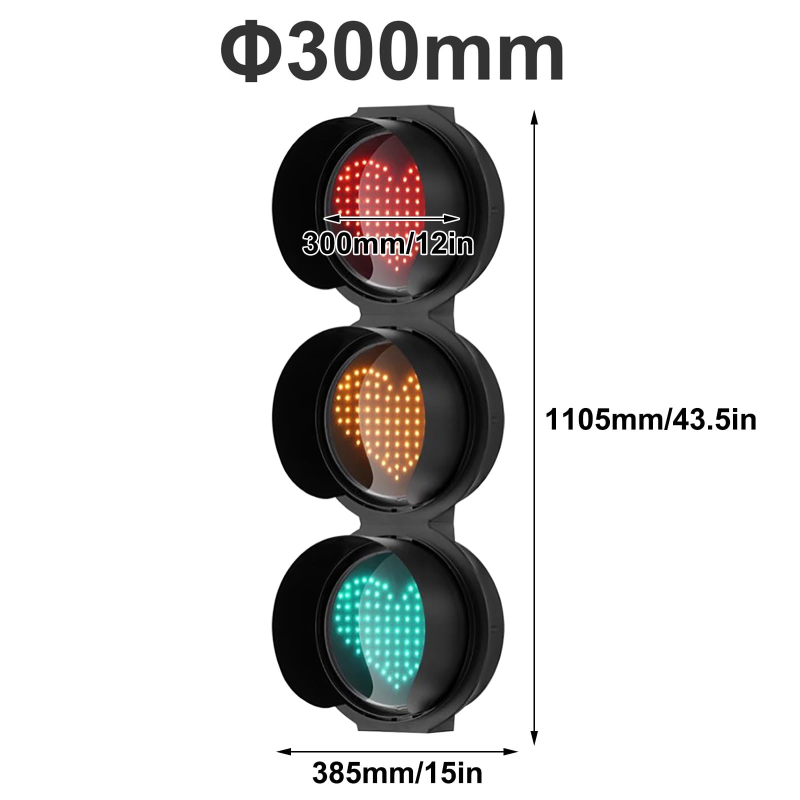 Feu Tricolore, Voyant D'avertissement Tricolore, Feu de Circulation, Jaunes et Verts, Feux de Signalisation, Feux Stop, Utilisation Intérieure/extérieure, Boîtier en Plastique(300mm)