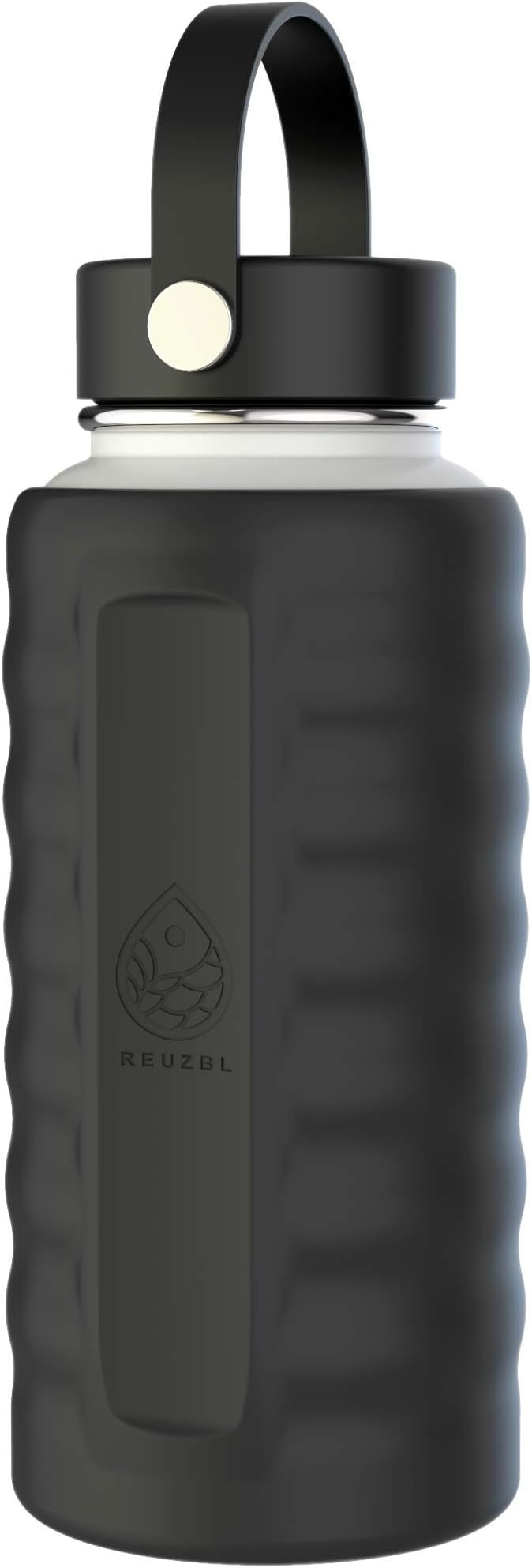 REUZBL Ergo Sleeve, Thick Silicone Protective Comfortable Grip for Hydro Flask 32 oz Bottles (Black, 32 oz)