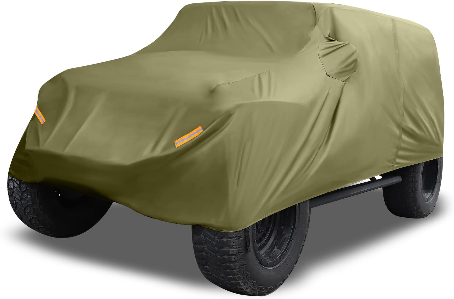 X AUTOHAUX SUV Car Cover Fit for Jeep Wrangler JK JL 4 Door 2007-2021 Outdoor Waterproof Sun Dust Wind Snow Protection 210D Oxford with Driver Door Zipper Dark Green