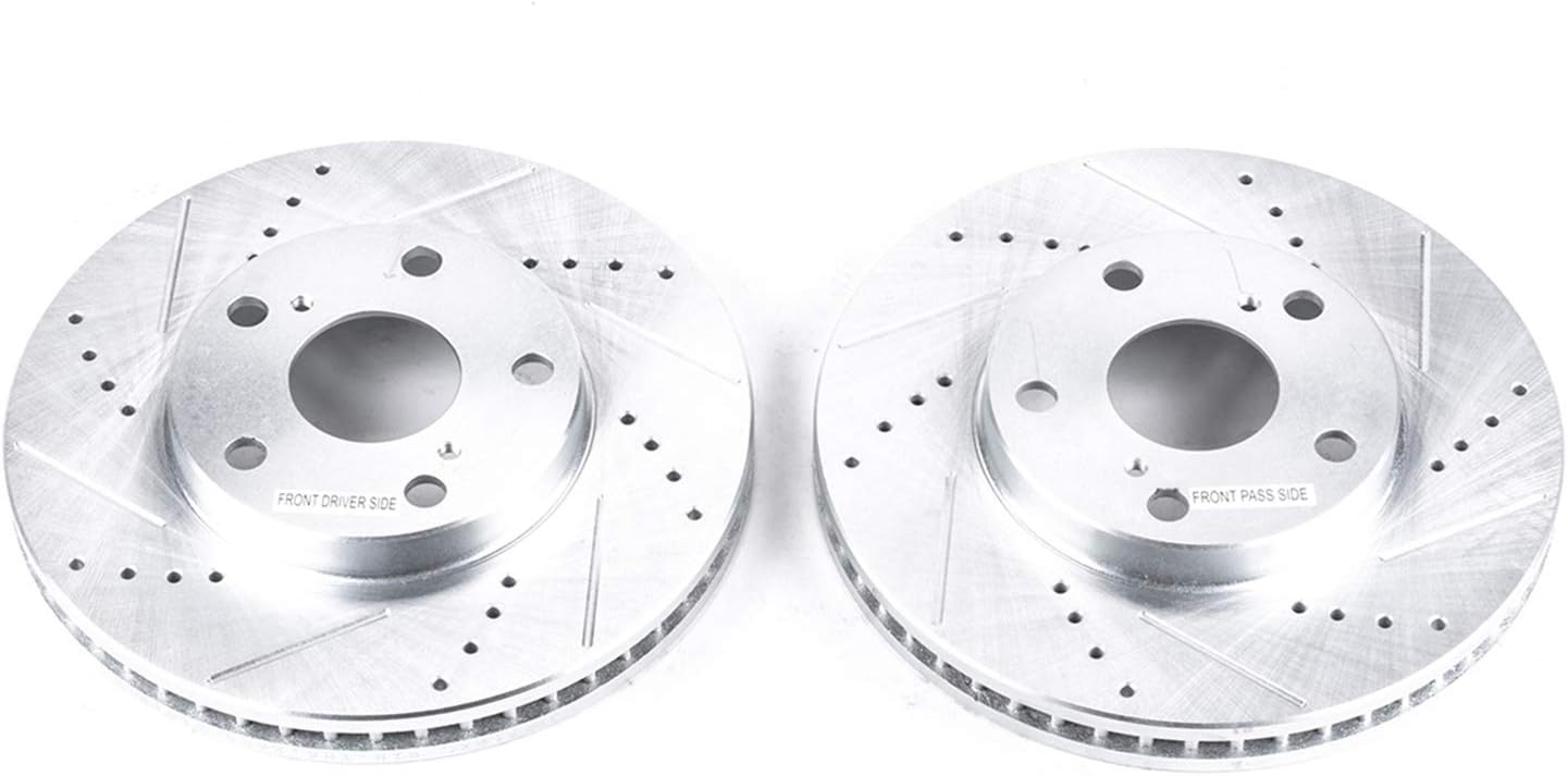 PowerStop Evolution Front Brake Rotors For Lexus ES300 1992-01 |Toyota Avalon 1995-04 |Camry 1992-06 |Sienna 1998-03 |Solara 1999-03 - Drilled and Slotted Performance Disc Rotors Upgrade, JBR712XPR