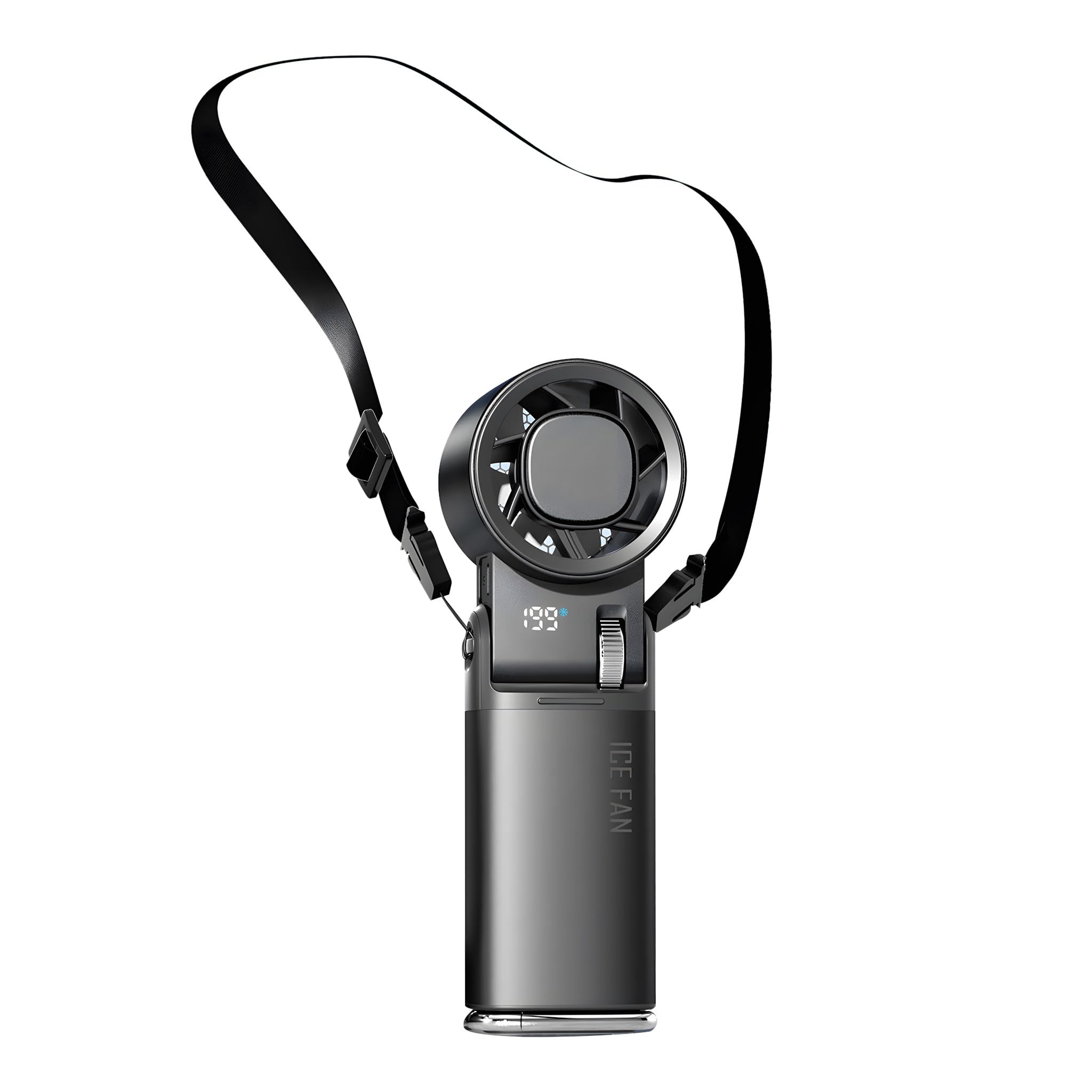 FROMCEO Powerful Cooling Device with 6000mAh Integrated Battery and Multiple Position Handheld Neck Tabletop Use Folding Desktop Fan