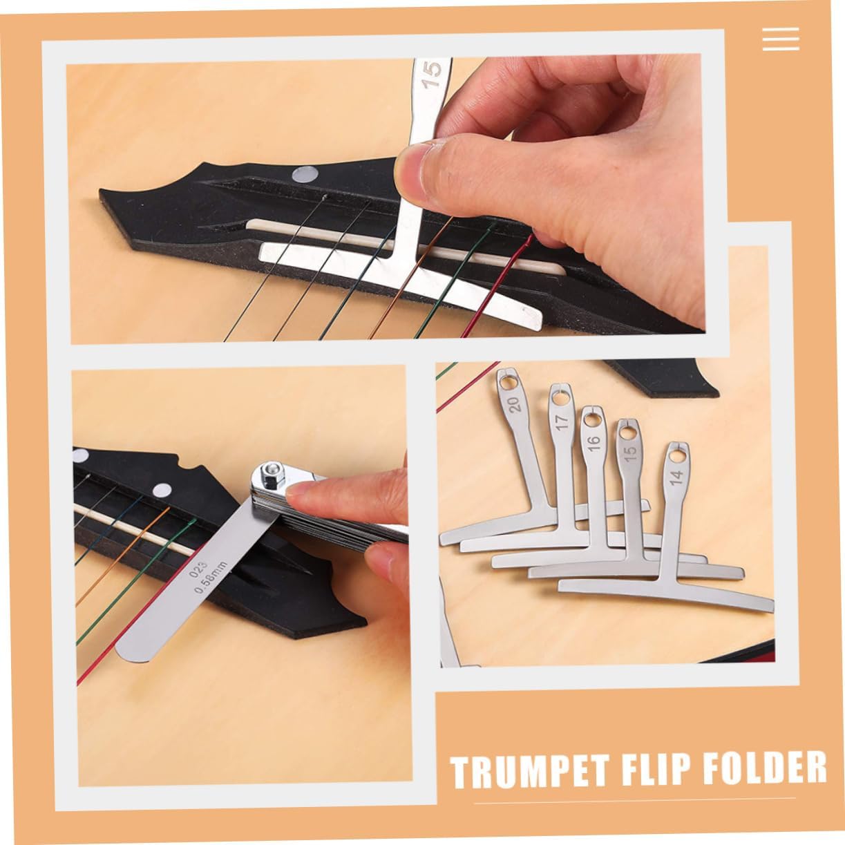 BESPORTBLE 2-Piece Guitar Measuring Tool Set Stainless Steel T-Shaped Radius Gauge Ruler Feeler Gauge for Guitar Luthiers Precision String Height Adjustments