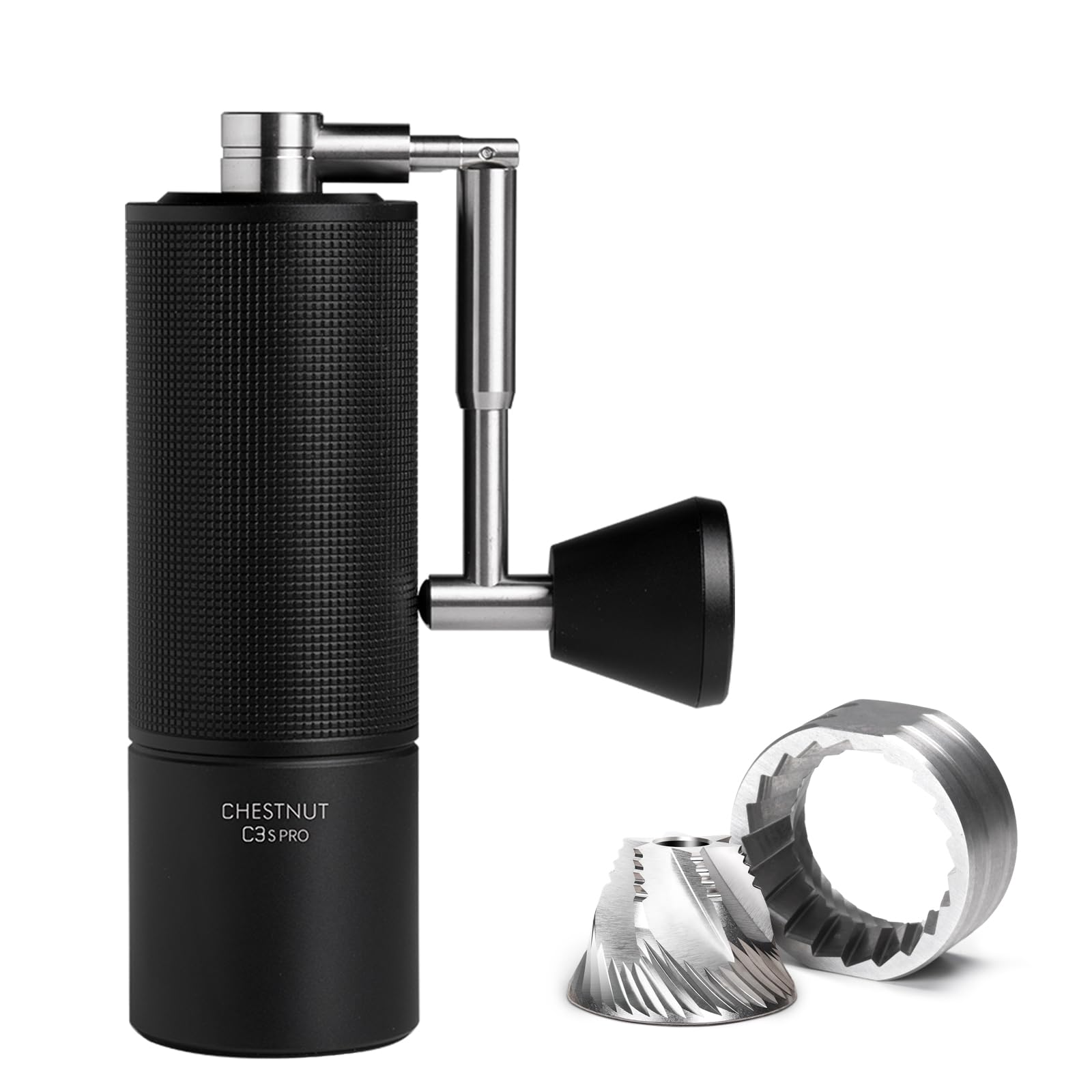 Sponsored Ad - Manual Coffee Grinder Foldable Handle Burr Coffee Grinder with Capacity 20g Chestnut C3S PRO Internal External Adjustable Setting, Double Bearing Positioning for Travel Camping, Home Black