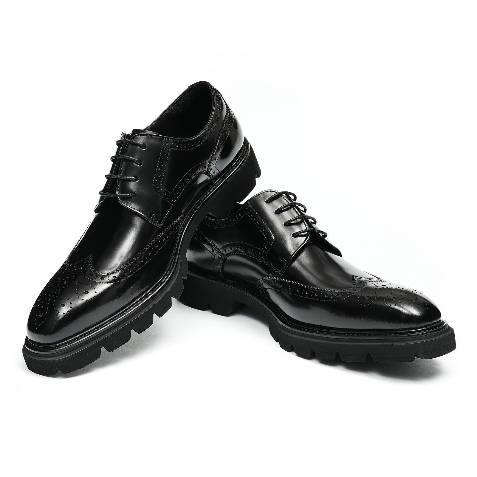 Brogues en Cuir pour Hommes Chaussures de Ville Derbys Affaires Décontractées Chaussures Habillées Formelles Bureau Mariage
