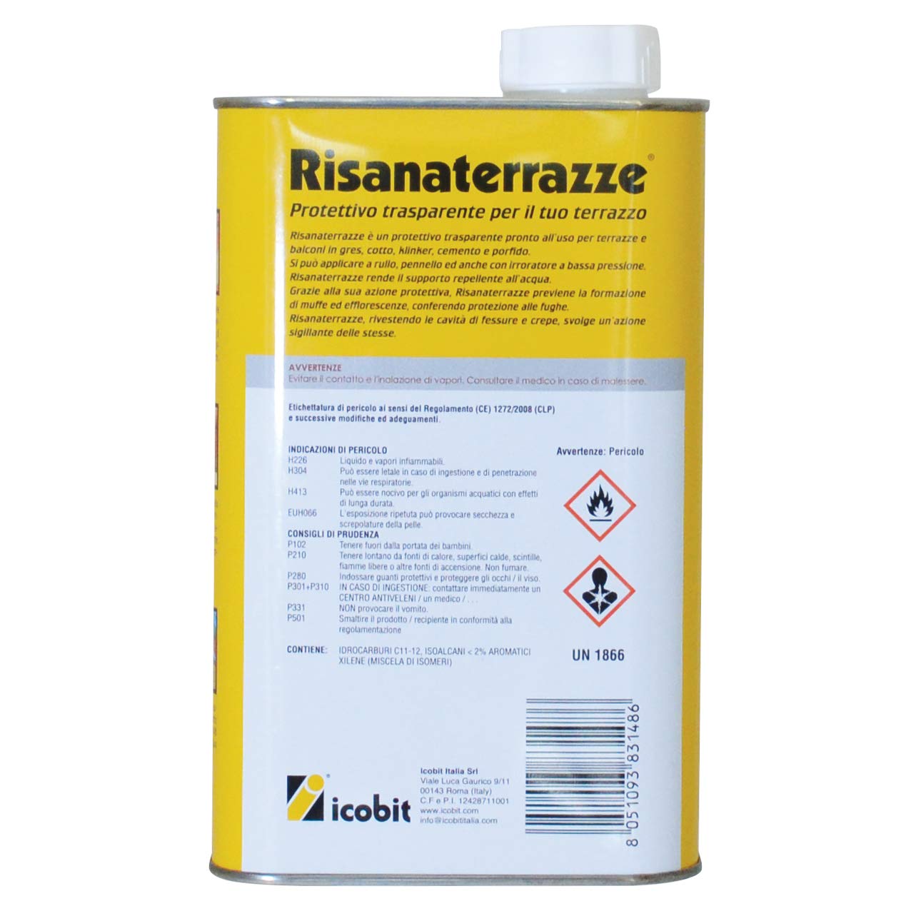 icobit Sanaterrazze-Protector impermeabilizante para terrazas y Balcones, 1 litro