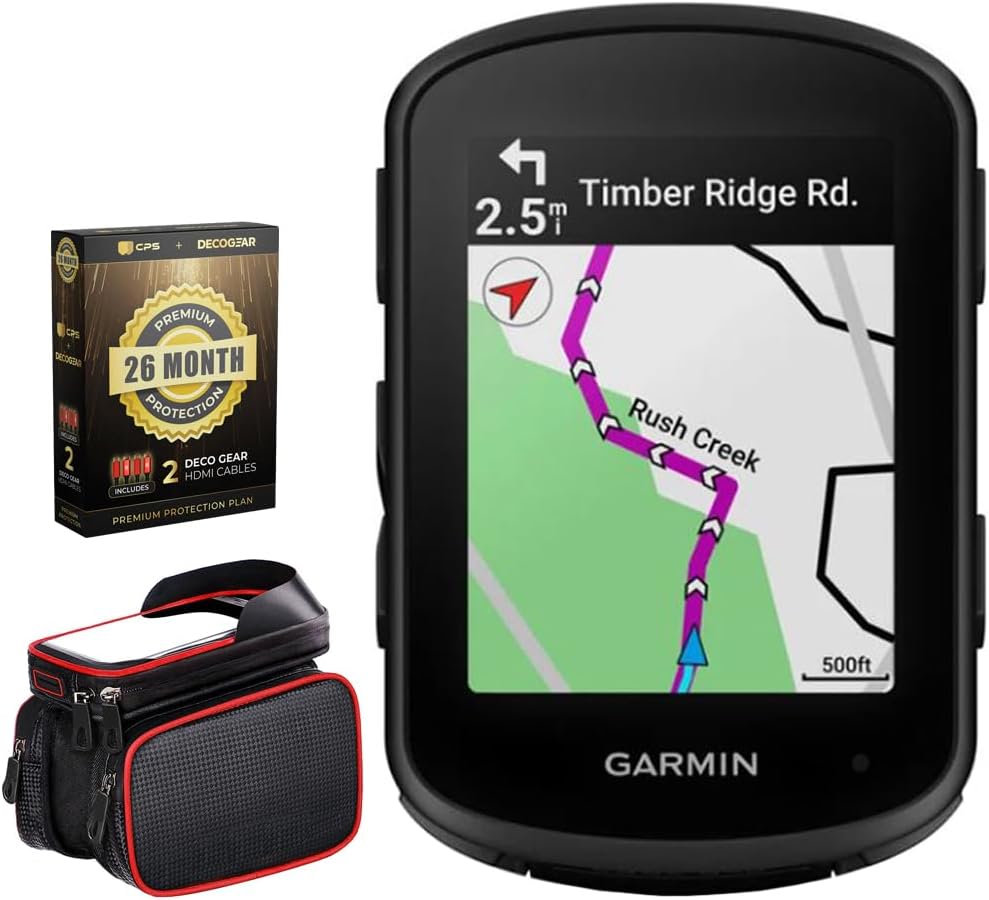 Garmin Edge 840, Compact GPS Cycling Computer, Device Only 010-02695-00 Bundle with Deco Essentials Bike Frame Cell Phone Mount and Deco Gear CPS 26 Months Exclusive Protection (BEACH-CPS-26500)
