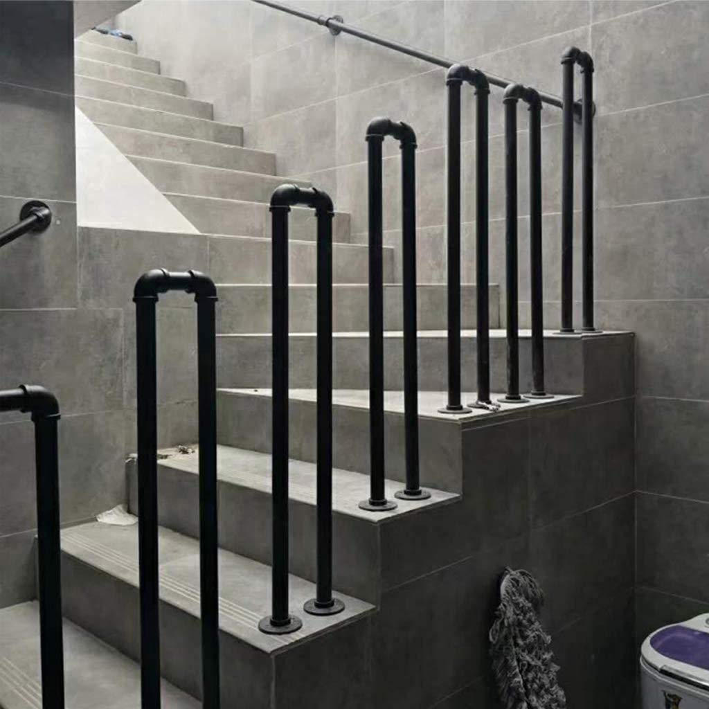 Main courante d'escalier antidérapante en tuyau galvanisé robuste