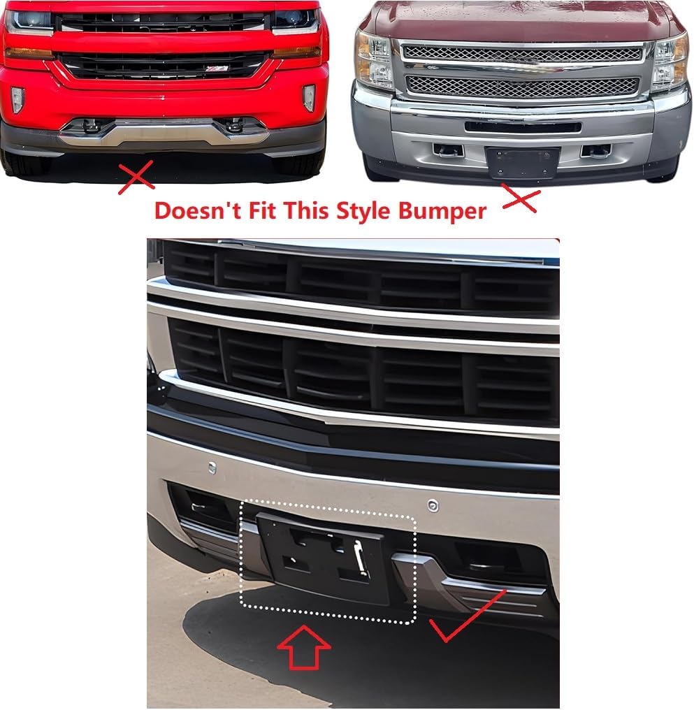 Front Bumper License Plate Brackets Holder Mounting Fits 2014 2015 Chevy Chevrolet Silverado 1500 GM1068155,22763523