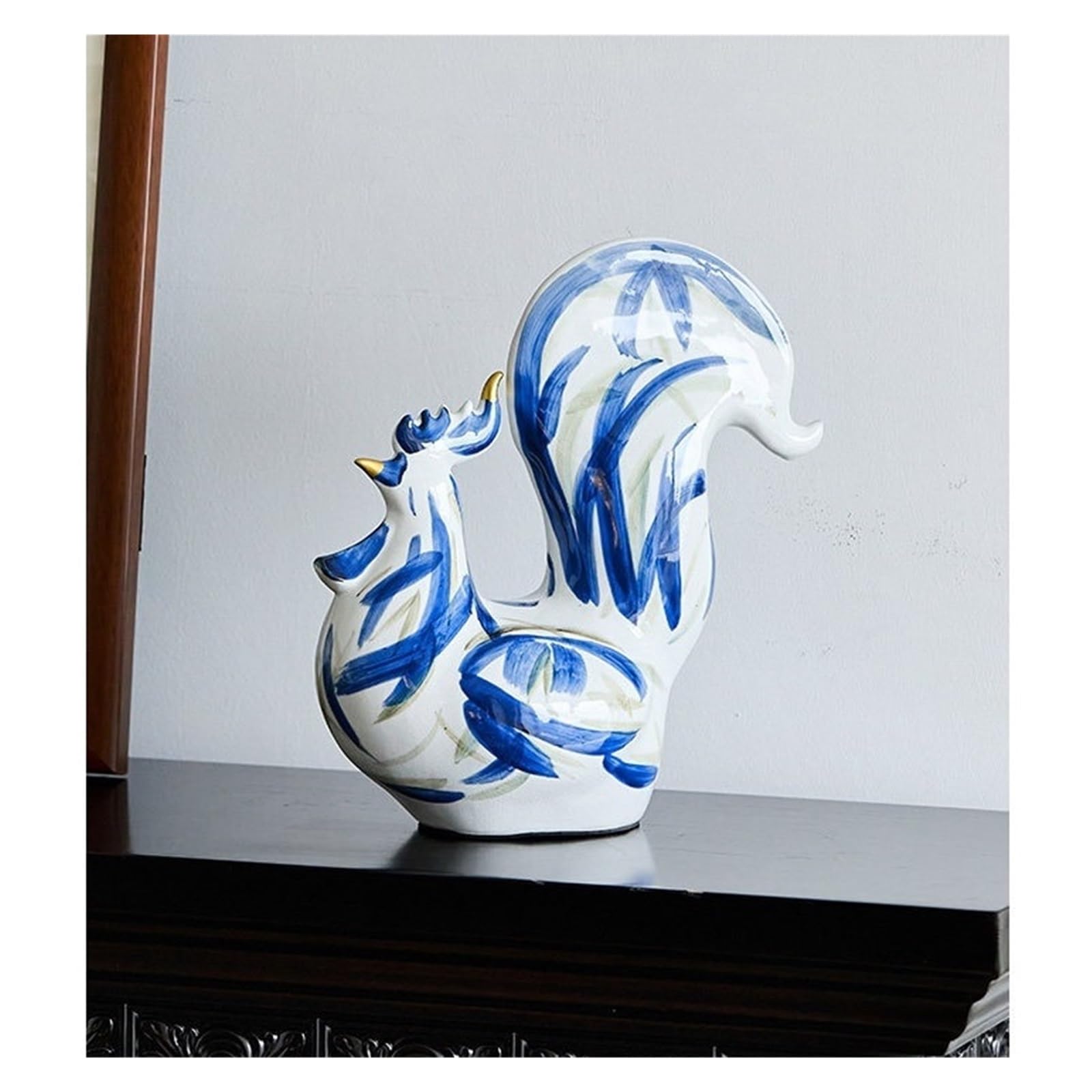 Wystrój pokoju, Ręcznie malowana figurka ceramiczna z niebiesko-białej porcelany