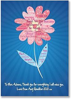 A gorgeous Personalised Flower Teacher print to say thank you to a Teacher or School, Present Gift Thank Leaving Quote Print