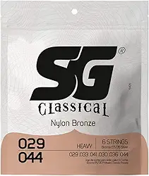 Encordoamento SG Nylon Bronze 65 35/Prata Tensão Alta Pesada para Violão
